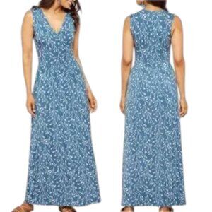 41 Hawthorn Dress Knit Adelina Floral Surplice Maxi Dress - Blue/White - 2X
